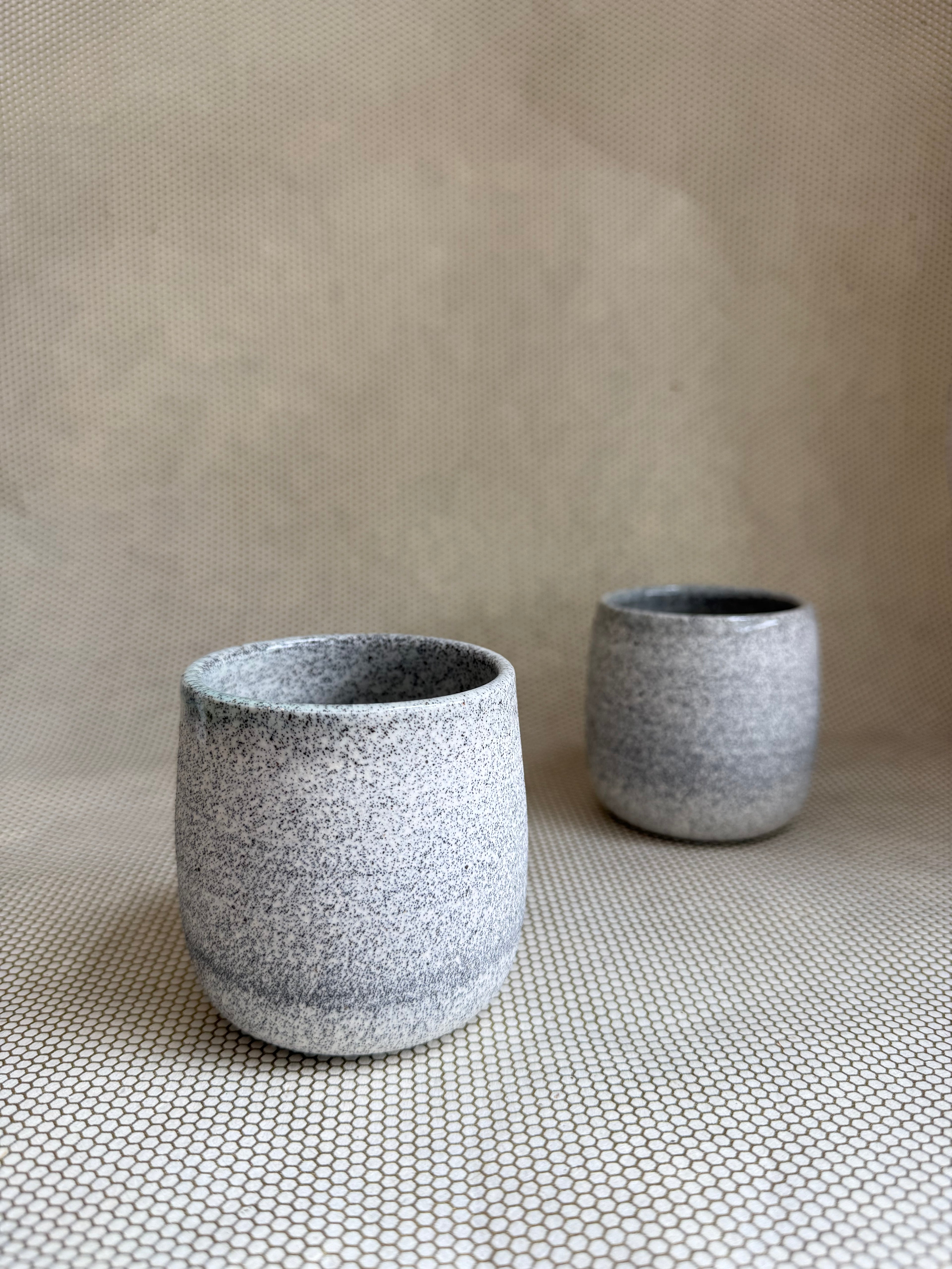 grey porcelain cups made in Santa monica
