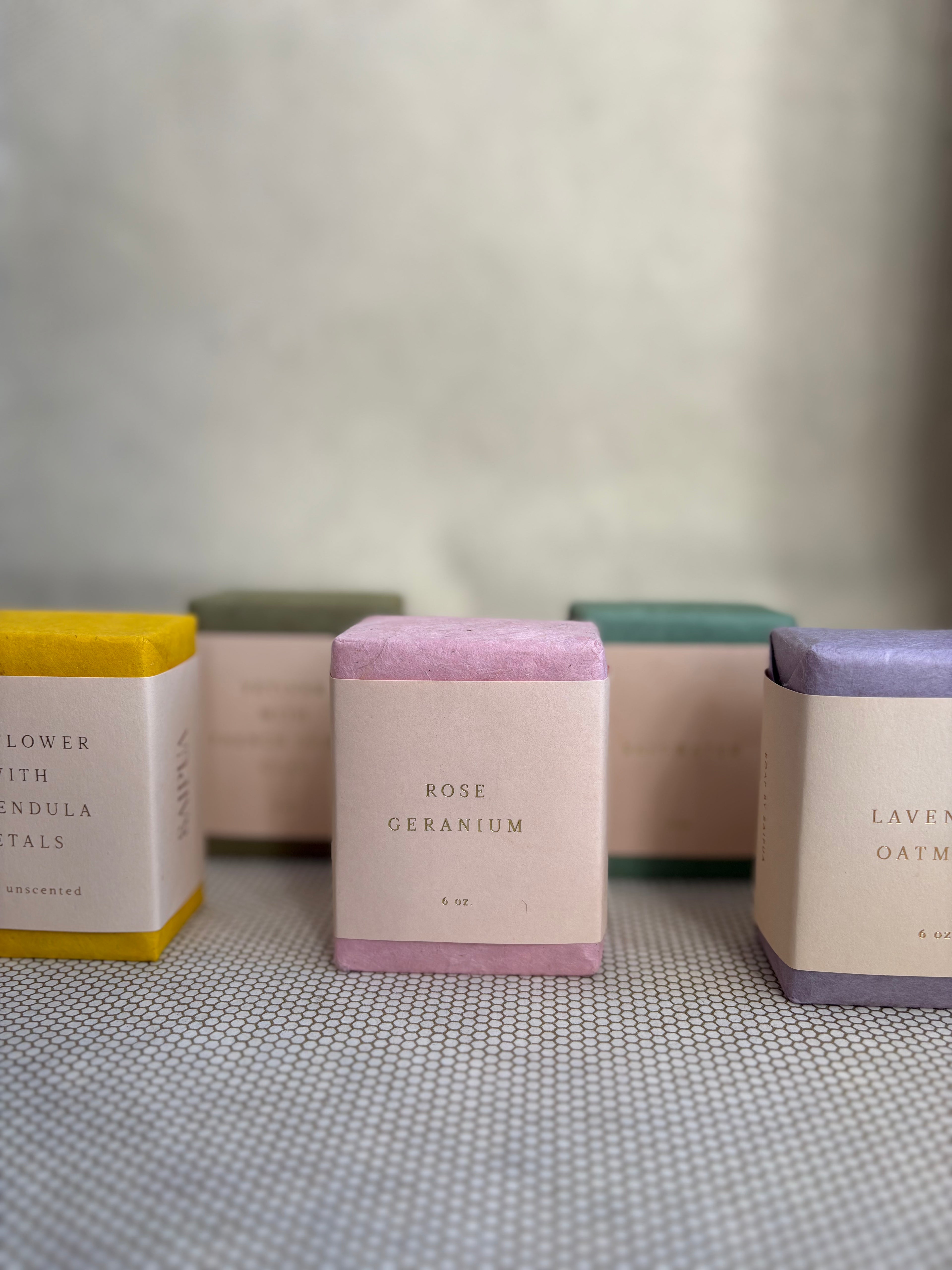 Saipua 6oz bar soap in delicate paper wrapping. varying colors and scents. 
