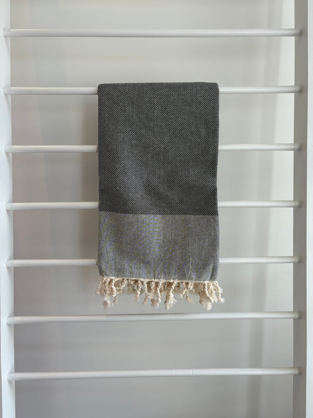  black textured towel herringbone weave. 