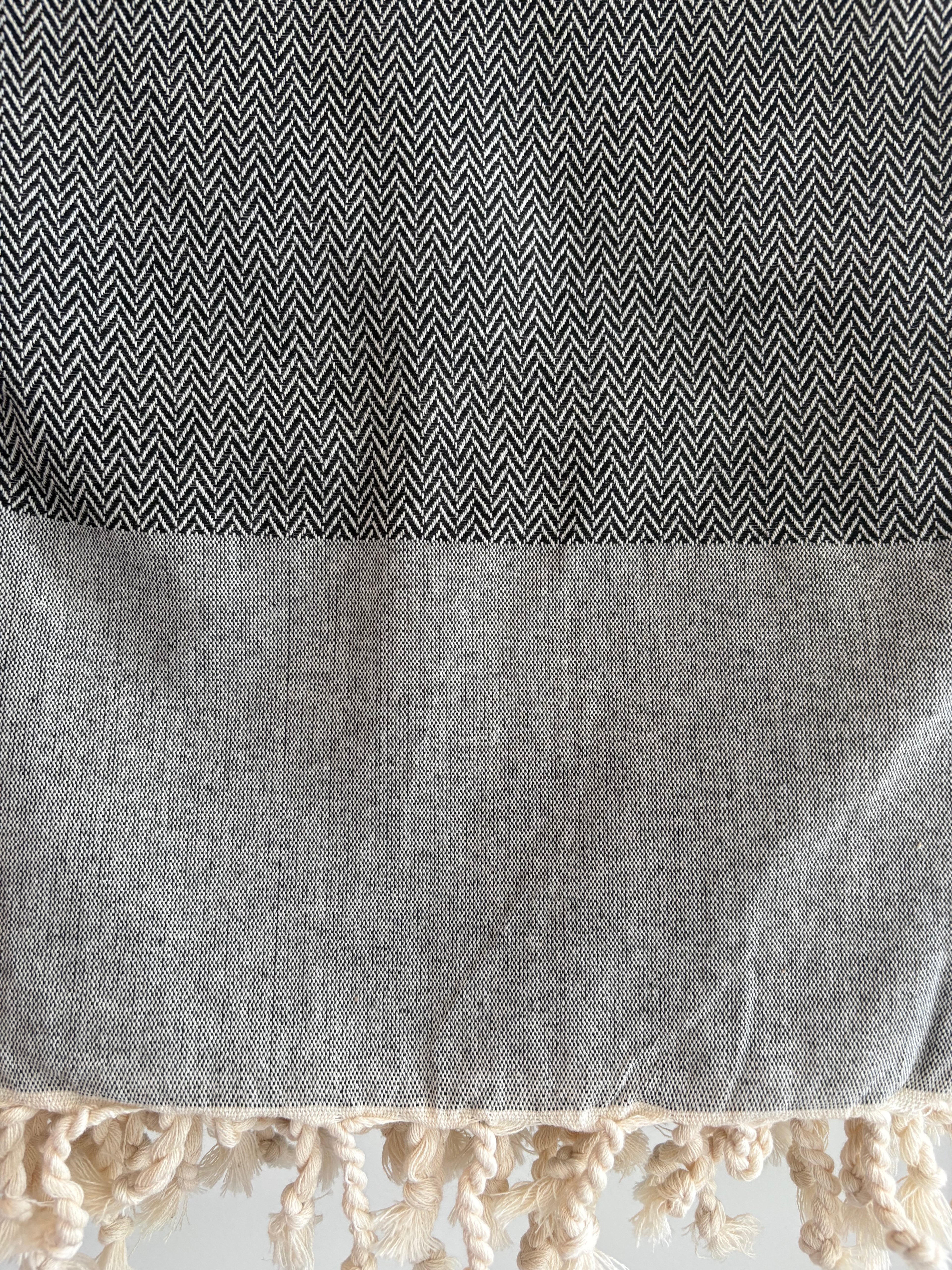  black textured towel herringbone weave. 