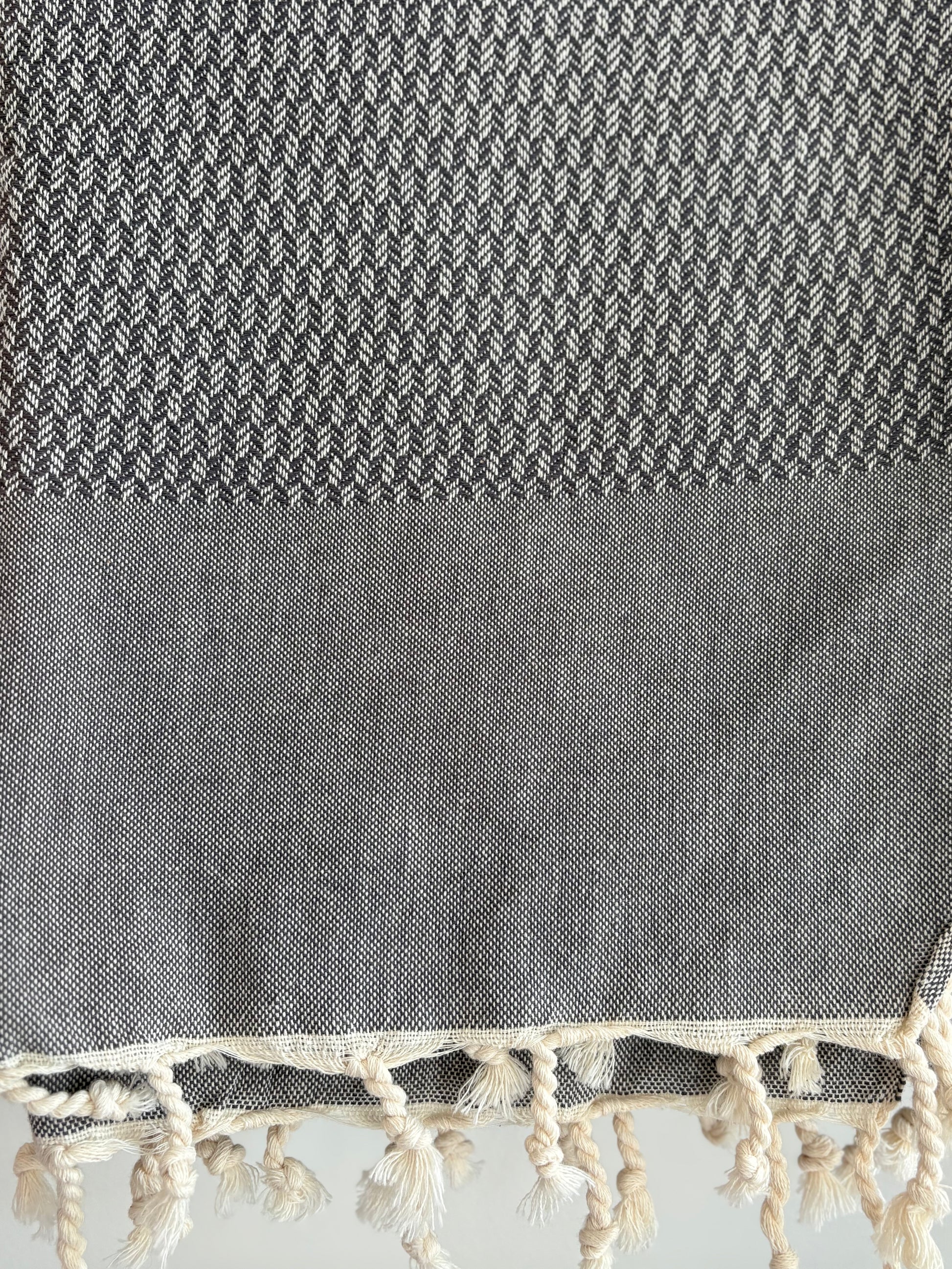  dark grey tweed weave towel. 