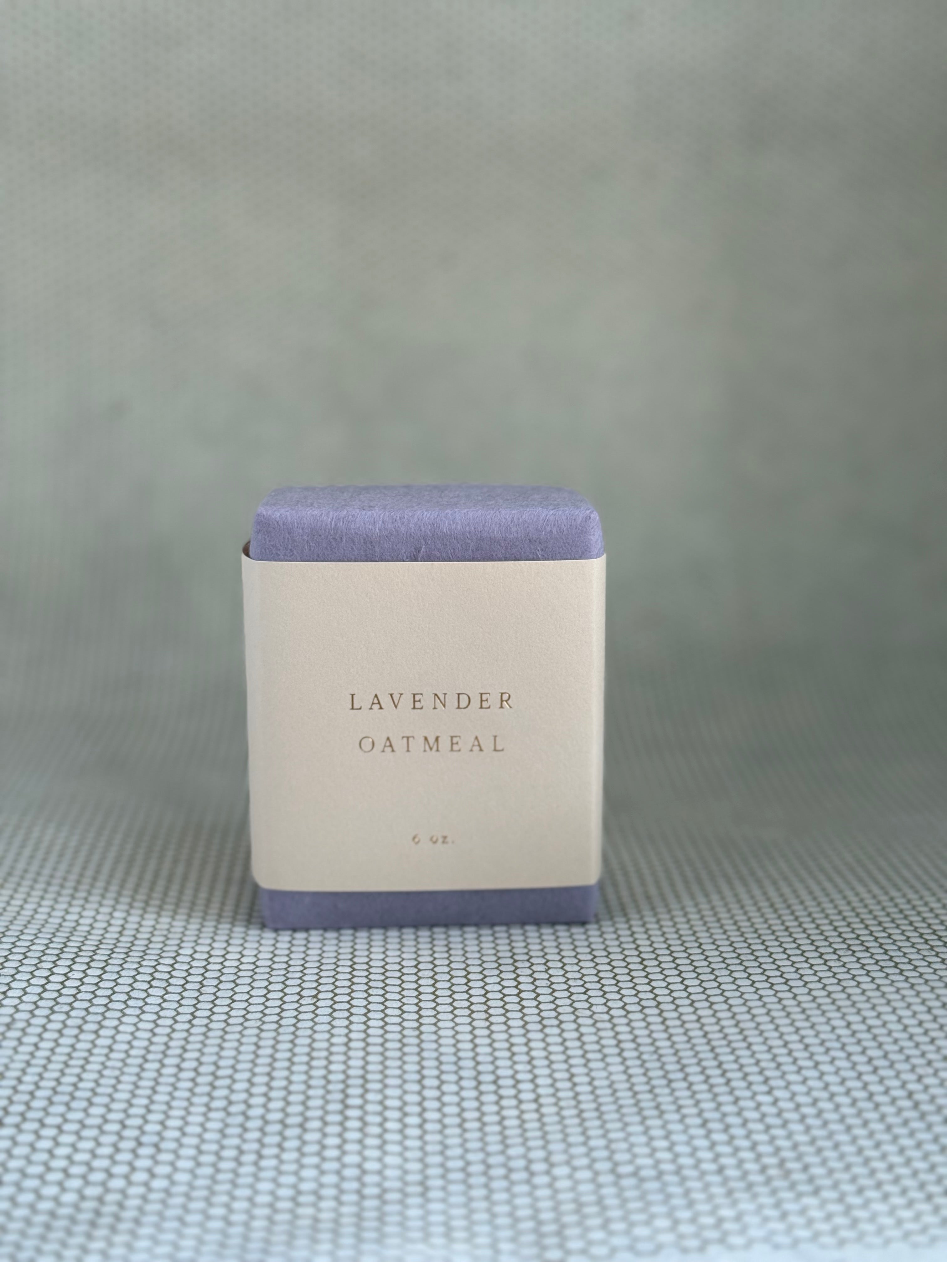 6oz bar soap in delicate lavender and off-white paper wrapping. Saipua bar soap. 
