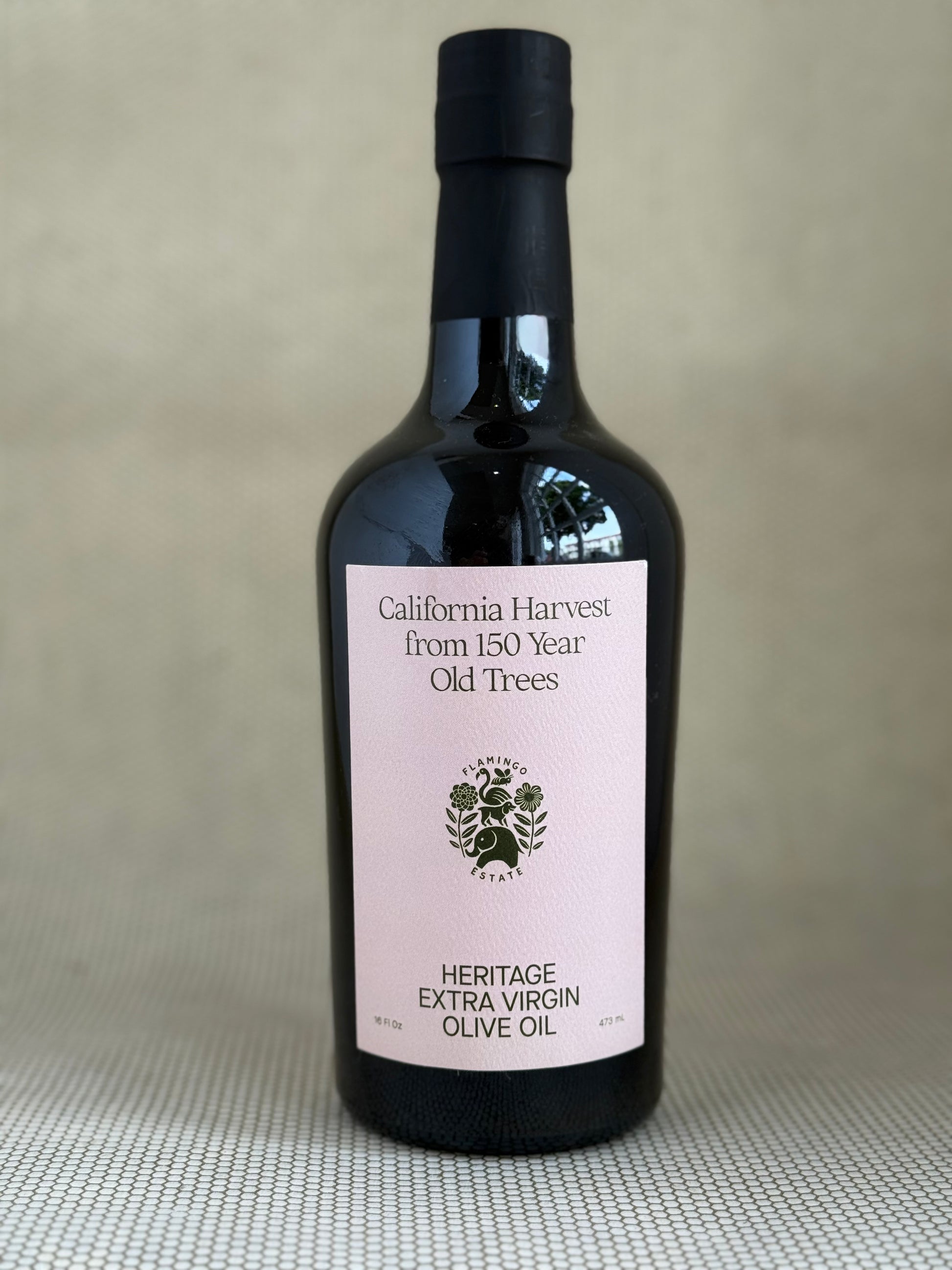 flamingo estate olive oil, organic extra virgin. glass bottle 16fl oz