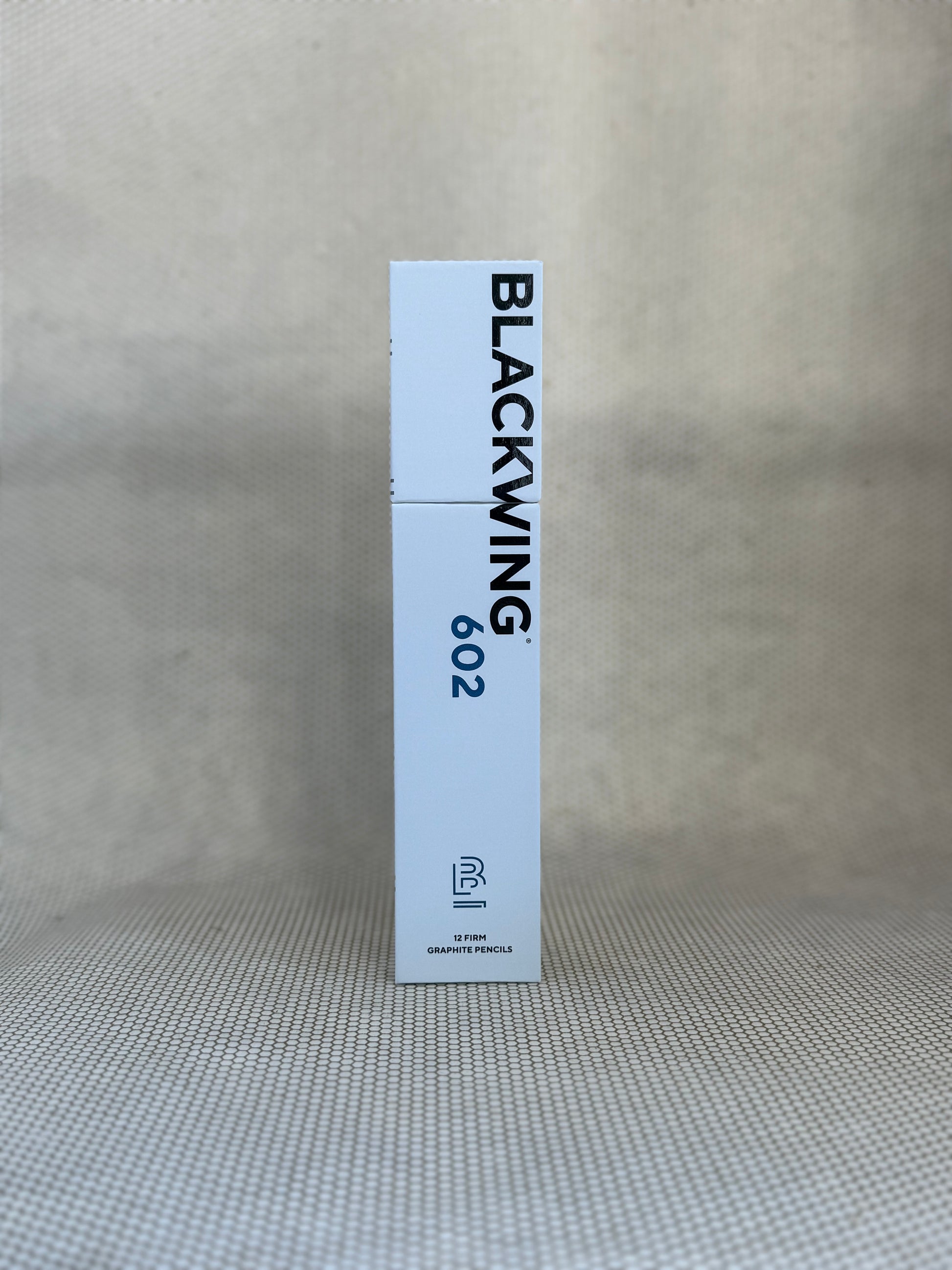 white box of Blackwing 602 pencils on neutral background. 