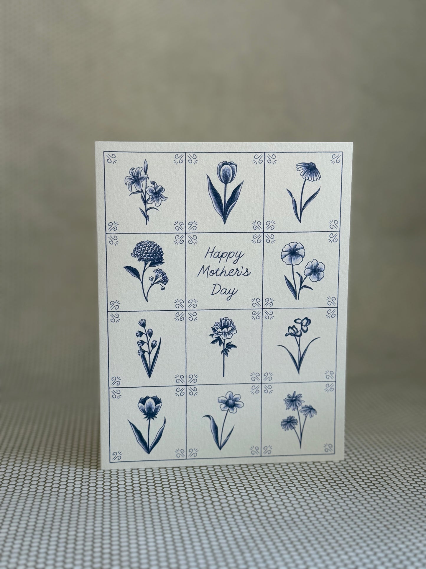 Wallflower Card - Happy Mothers Day blue flowers
