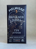 Meurisse Papua New Guinea 73% Intense dark chocolate bar packaging on a light gray background