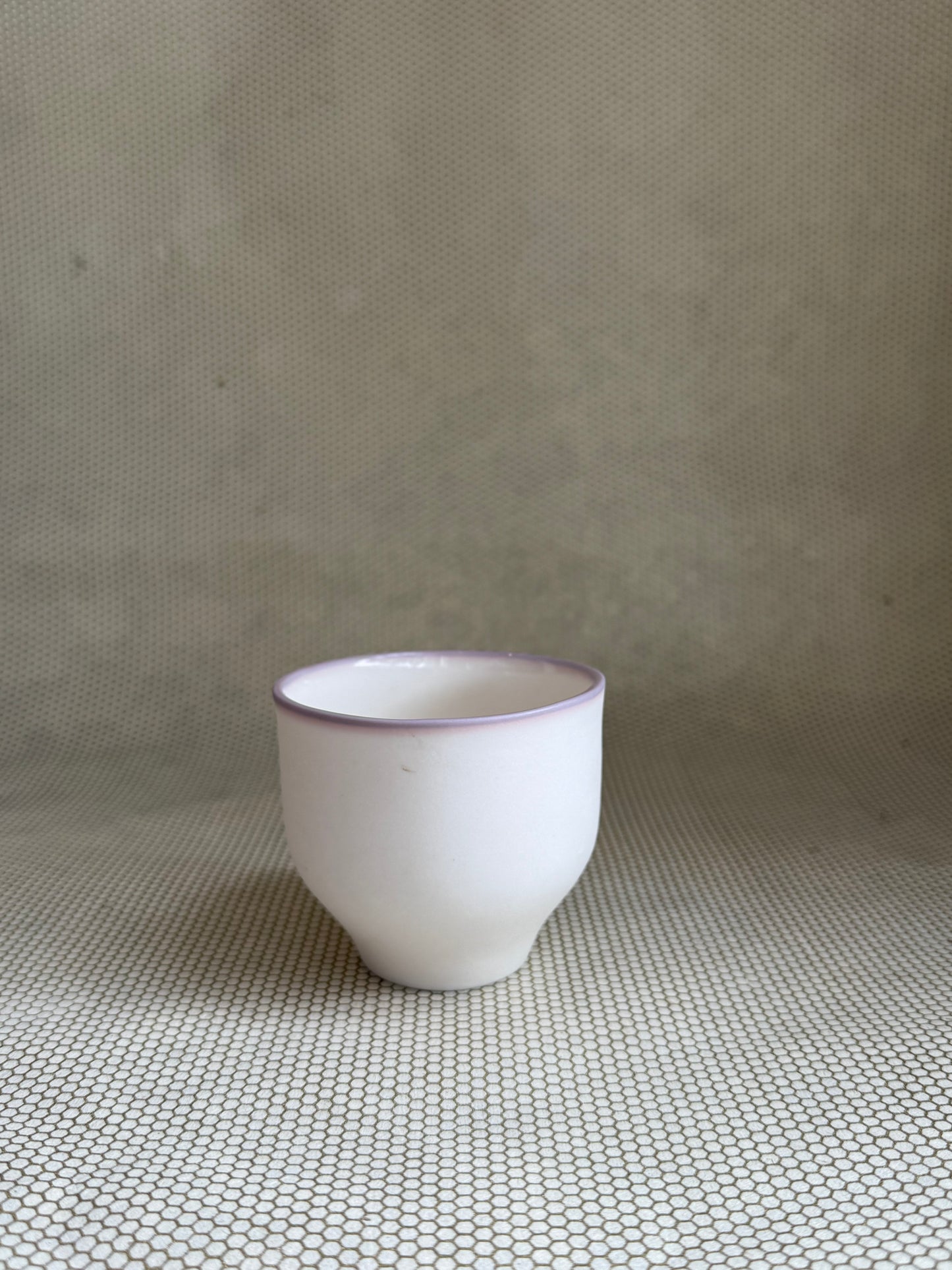 Sandra Torres Porcelain - cup w/lavender rim
