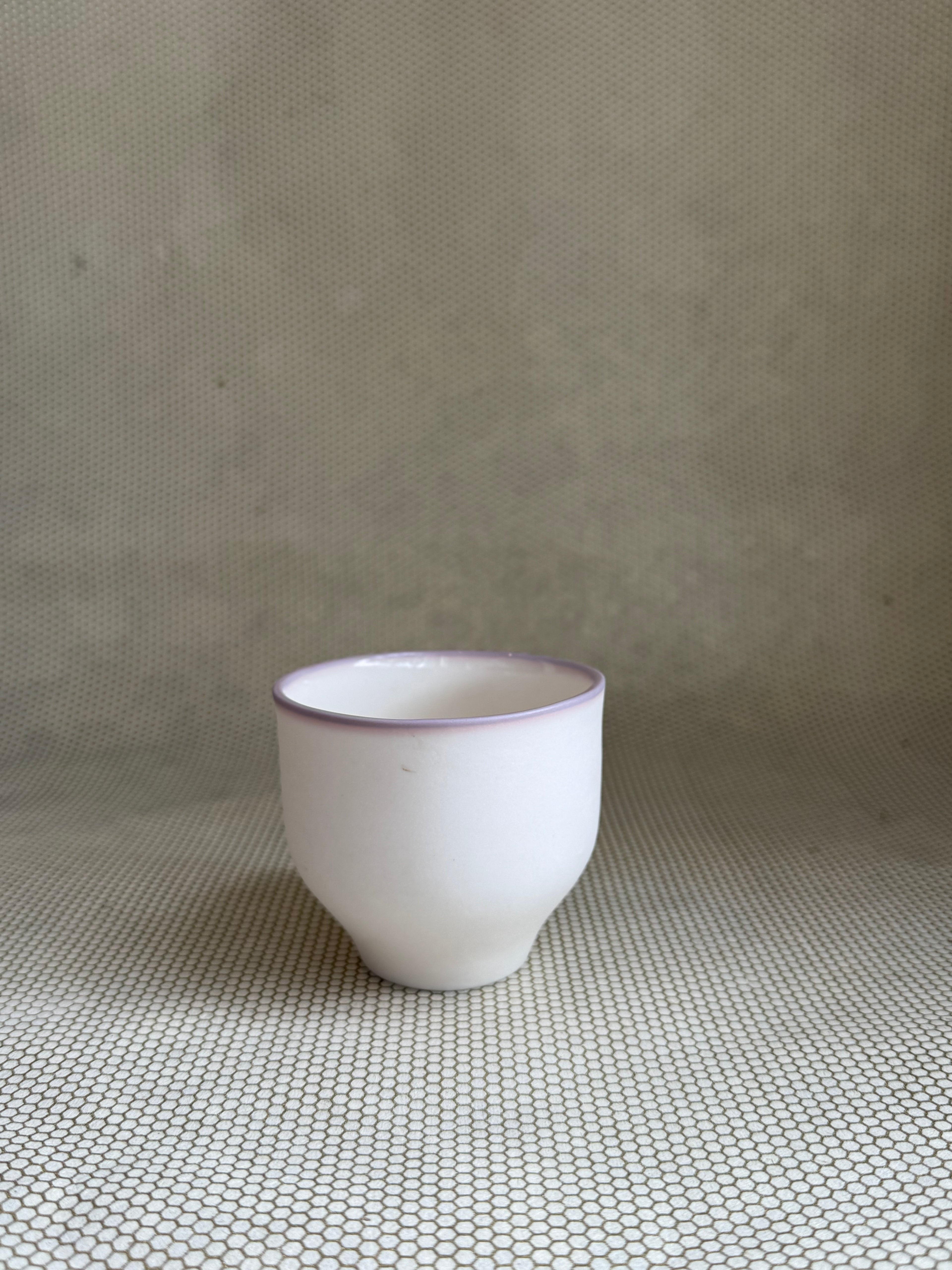 Sandra Torres Porcelain - cup w/lavender rim