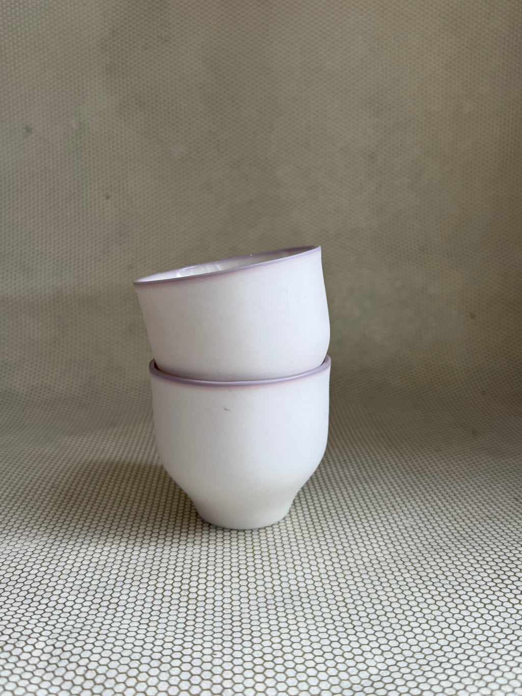 Sandra Torres Porcelain - cup w/lavender rim