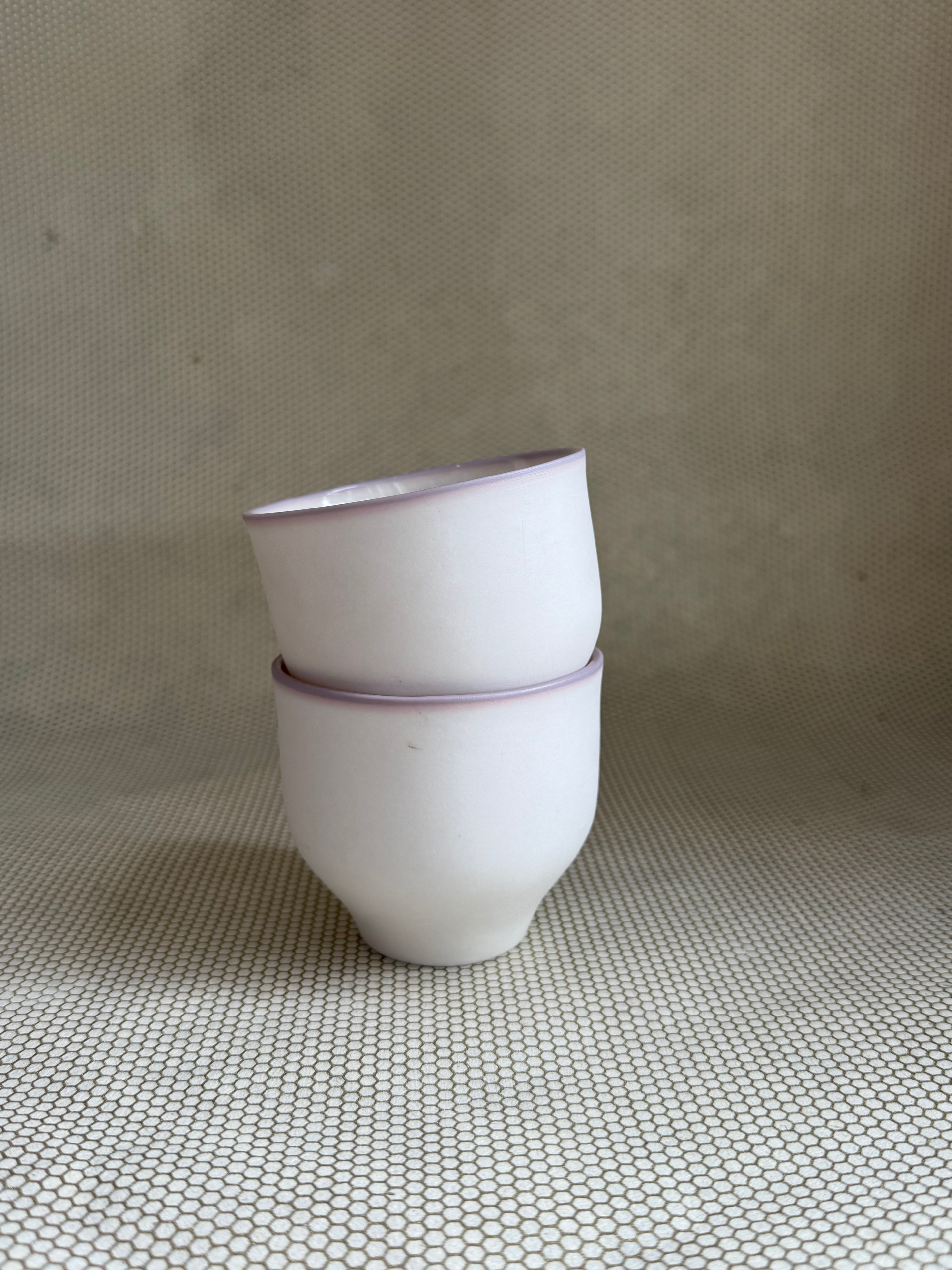 Sandra Torres Porcelain - cup w/lavender rim